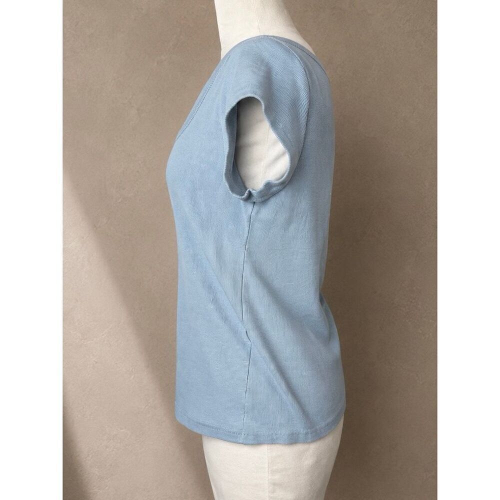 Topshop Periwinkle Ribbed Square Neck Cap Sleeve Top sz 12 - Picture 3 of 9